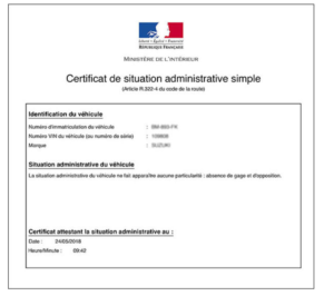 Certificat de non gage